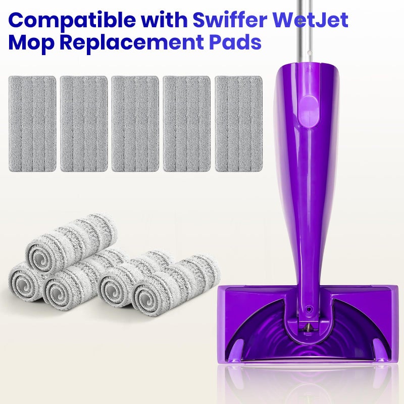 Bluearks 10 Pack Swiffer WetJet Replacement Mop Pads,Compatible with Swiffer WetJet Hardwood and Floor Spray Mop,Size:11.6''*5.51'',Grey - Image 3